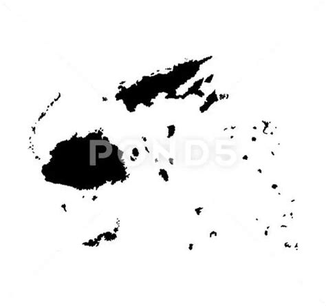 Fiji Vector Map Silhouette Isolated On White Background Graphic