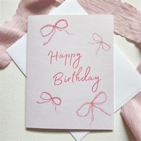 Birthday Card With Pink Bows Pretty Coquette Happy Birthday Card For