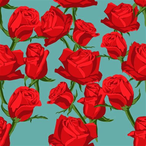 Premium Vector Seamless Floral Pattern With Of Red Roses Vector