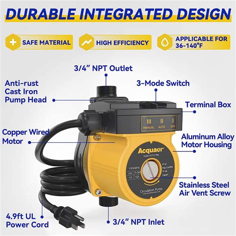 Buy Acquaer V Automatic Instant Hot Water Recirculating Pump NPT Cast Iron Ciruclation