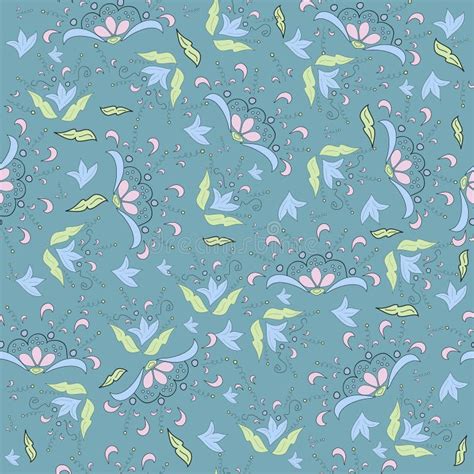 Papel De Parede Retro Floral Fundo Sem Emenda Ilustração do Vetor