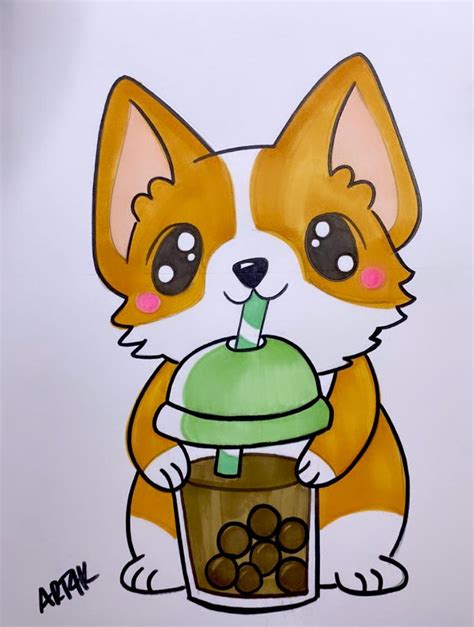 Como Dibujar Y Pintar Un Perrito Kawaii Con Bebida Paso A Paso Art4kids