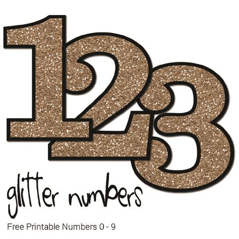 Glitter Numbers 0 9 Printable Set For Birthdays