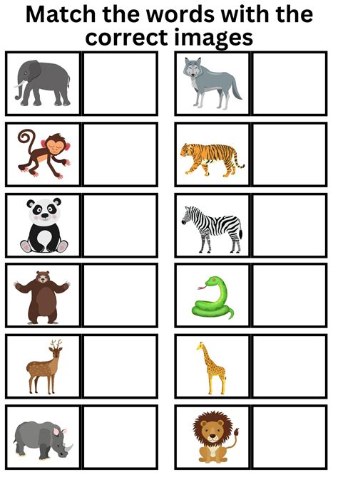 Interactive Worksheet Wild Animals Puzzle Match Worksheet For Kids