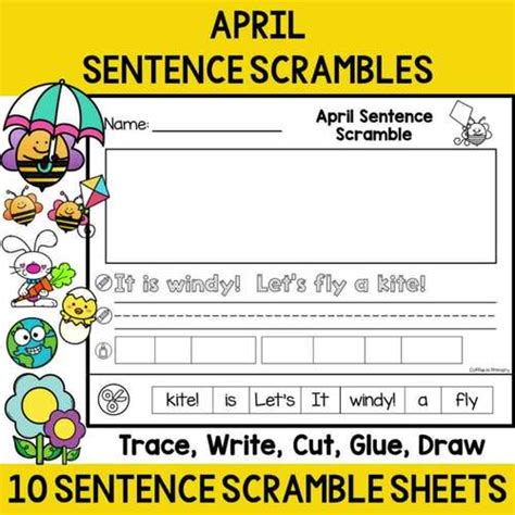 April Sentence Scrambles No Prep Monthly Writing Pages By Coffee In