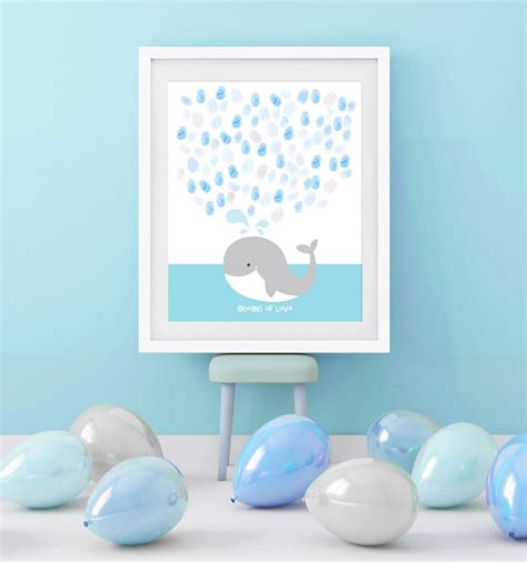 Whale Fingerprint Guest Book Alternative Baby Shower Or Birthday Guest