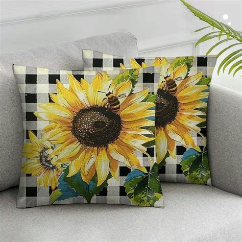 Nawypu Sunflower Pillow Covers Summer Farmhouse Throw Pillow Case