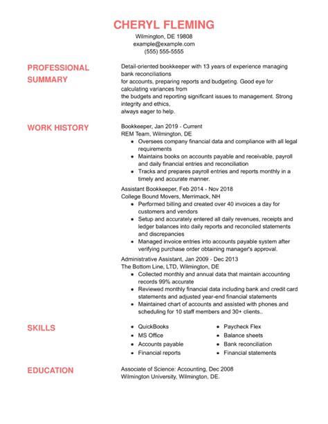 Bookkeeper Resume Examples To Help Build Yours