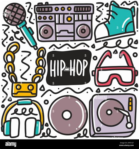 Hand Drawn Hip Hop Music Doodle Set Stock Vector Image And Art Alamy