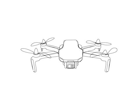 Desenho contínuo de uma linha de um drone voador Vetor Premium