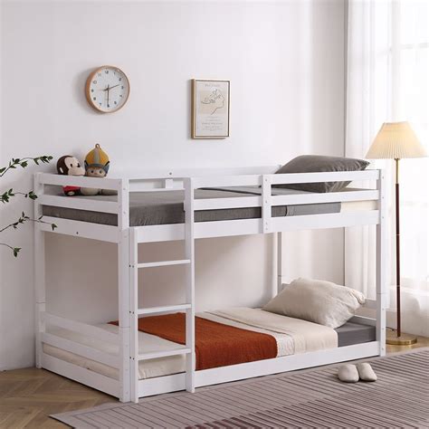 GZXS Modern Twin Size Detachable Wood Bunk Bed, Can be Divided into 2 Beds, White - Walmart.com