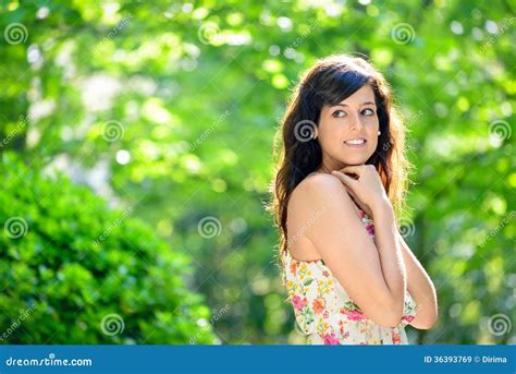 Natural Shy Woman Portrait Stock Image Image Of Brunette