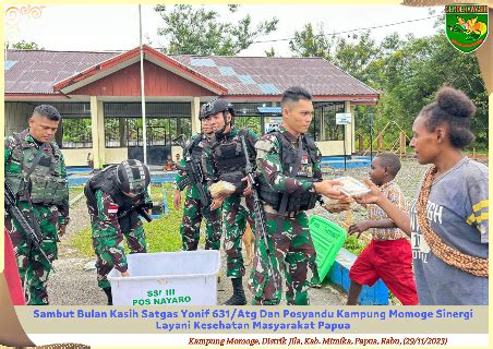 Sambut Bulan Kasih Satgas Yonif Atg Dan Posyandu Kampung Momoge