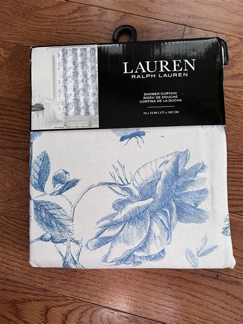 Laura Ashley Blue And White Floral Shower Curtain 70x72 Cotton Ebay