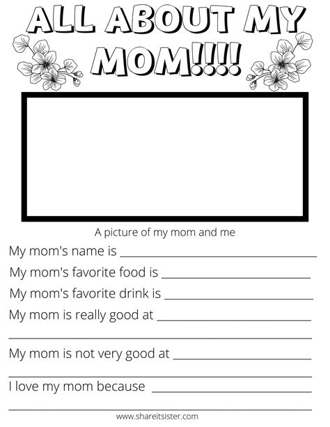 Mothers Day All About My Mom Printable