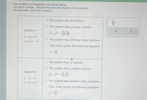 Solved Two Systems Of Equations Are Given Below For Each