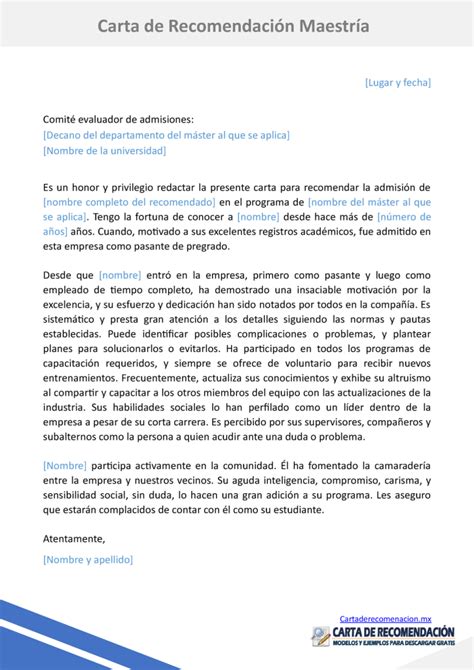 Modelo de Carta de Admisión para Posgrado Word 2024