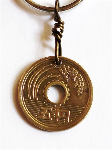 Good Luck Coin Keychain Japanese 5 Yen Keychain Japanese Etsy