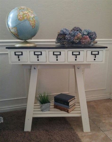 Library Card Catalog Repurposed Into A Beautiful Table Library Card