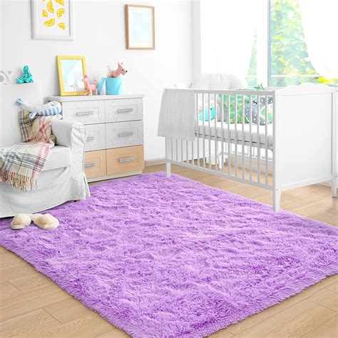 Dwelke Fluffy Shag Area Rugs Soft Fuzzy Shaggy Rugs For Girls Bedroom