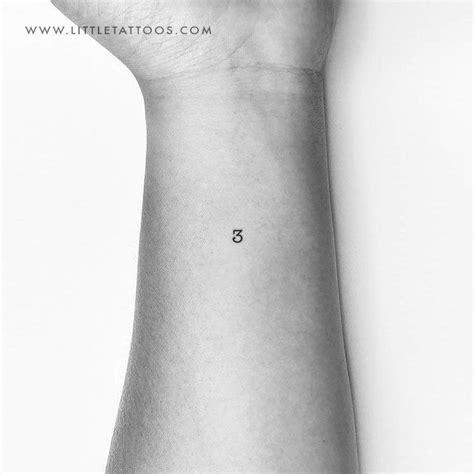 Number 3 Temporary Tattoo - Set of 3 | Number tattoos, Tattoo set ...