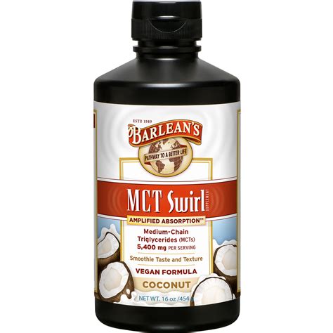 Barleans Organic Coconut Mct Swirl Oil 16 Oz Supplements Beauty