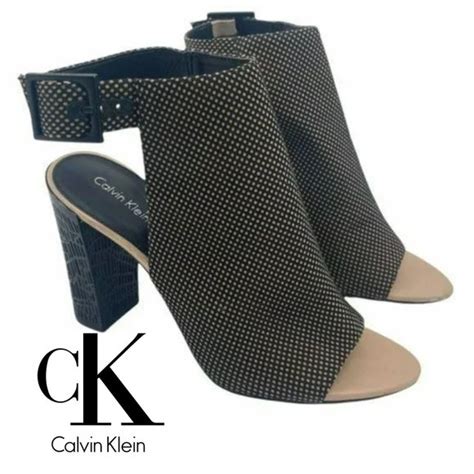 Calvin Klein Shoes Calvin Klein Womens Norah Peep Toe Nude Black Mesh Heels Size Poshmark