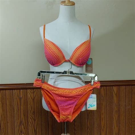 Hobie Swim Hobie Sunset Ombre Crochet Bikini Top L Bottoms Xl