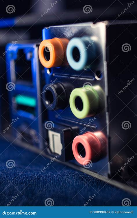 Motherboard Audio Connectors Close-up on Computer Stock Image - Image ...