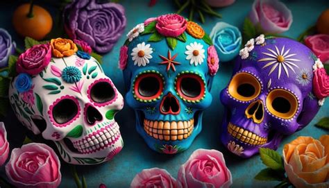 Premium AI Image | Day of the dead skulls