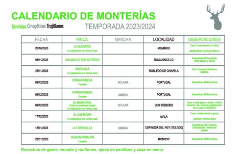 Cineg Tica Trujillana Completa Su Calendario Montero