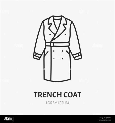 Trench Coat Doodle Line Icon Vector Thin Outline Illustration Of