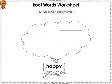 Root Words Worksheet English Year 3