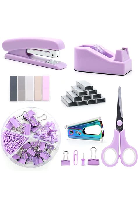 Purple Office Supplies Set Complete Desk Accessories Kit