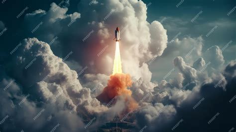 Premium AI Image | Space rocket launch going to space