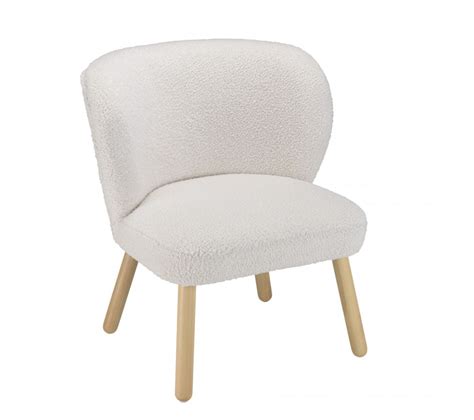 Albane Fauteuil En Tissu Bouclette Blanc Pieds En Bois Fauteuil But