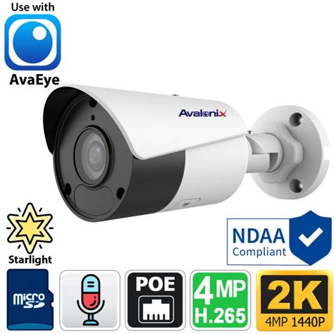 4MP 2K PoE Bullet Camera With Mic 164ft Night Vision