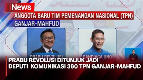 Prabu Revolusi Ditunjuk Jadi Deputi Komunikasi Tpn Ganjar Mahfud