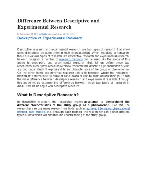 (DOC) Difference Between Descriptive and Experimental Research