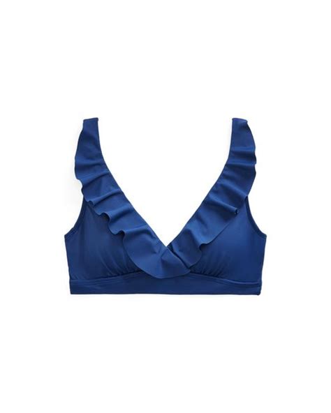 Lauren By Ralph Lauren Ralph Lauren Ruffle Trim V Neck Bikini Top In