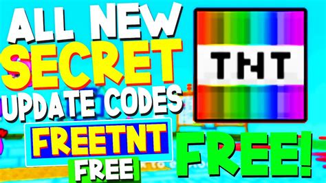 All New Secret Codes In Tnt Every Second Codes Roblox Tnt