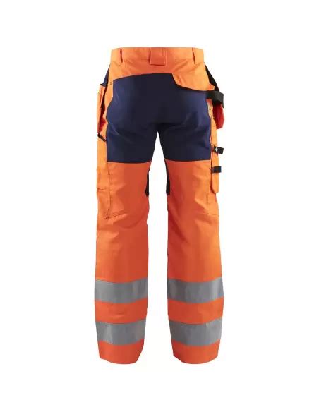 Pantalon Artisan Haute Visibilit Stretch Orange Fluo Marine