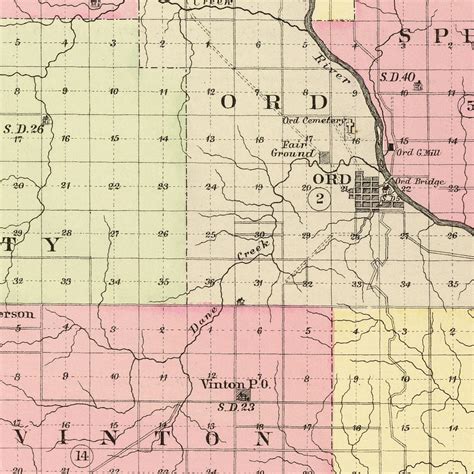 Vintage Map of Valley County Nebraska, 1885 by Ted's Vintage Art