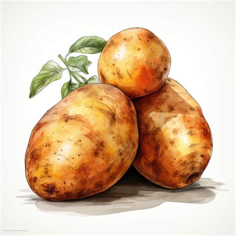 Premium Photo Watercolor Potato Teaclipart Generative Ai