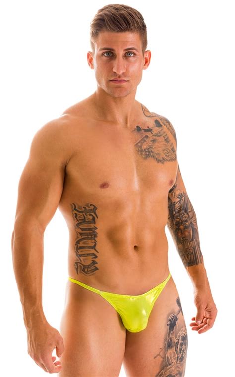 Mens Super Low Tiny Bikini Swimsuitin Ice Karma Giallo Skinzwear