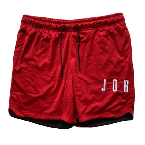 Jordan Shorts Nike Air Jordan Bred Mesh Basketball Shorts Red Mens