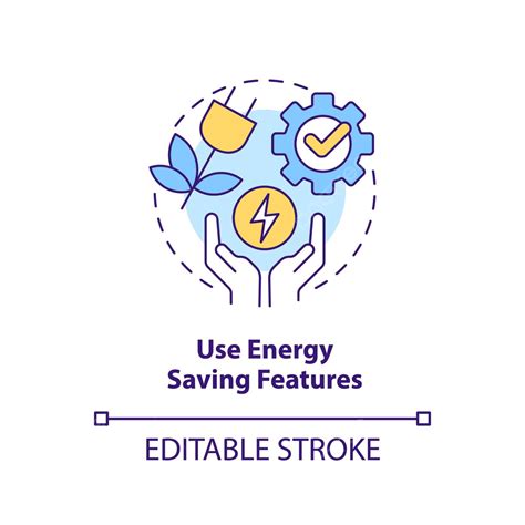 Use Energy Saving Features Concept Icon Consumption Web Outline Vector