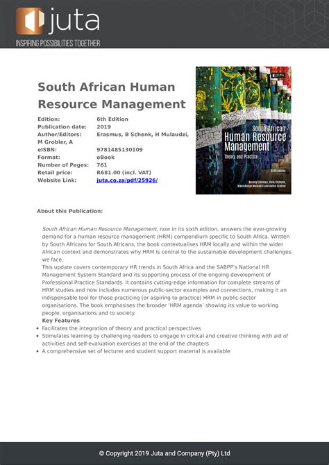 Pdf South African Human Resource Management Edition 6th Edition