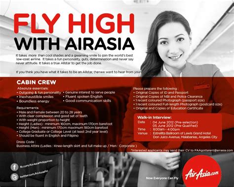 Fly Gosh Cabin Crew Walk In Interview Air Asia Philippines