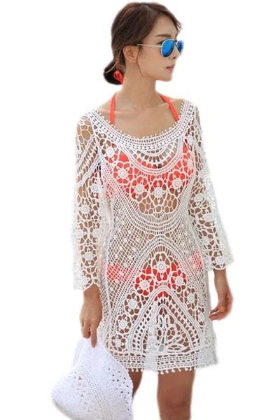 2018 Women Lace Crochet Bikini Swimwear Cover Up Sexy Summer Beach